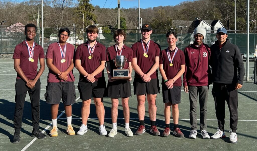 Donoho’s boys won the de facto Calhoun County tennis championship Saturday, winning eight of nine courts. (Submitted photo)